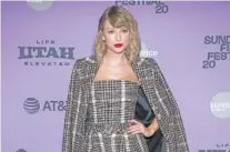  ?? PHOTO BY CHARLES SYKES/INVISION/AP, ?? Taylor Swift poses at the premiere of “Taylor Swift: Miss Americana” in Park City, Utah, in January 2020.