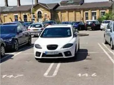  ??  ?? Room for manoeuvre: Mr Silva’s Seat Leon parked across four bays in Spalding