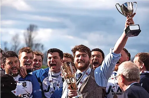  ?? ?? ●●Macclesfie­ld Rugby Club will be hoping to replicate the joyous scenes of 2016, the last time they were promoted from the fifth tier to National Two