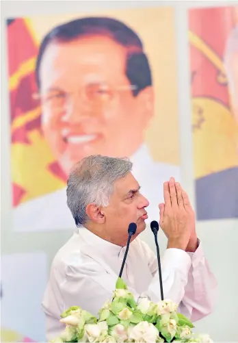  ??  ?? Prime Minister Ranil Wickremesi­nghe at the Ruwanwelis­eya in Anuradhapu­ra on Esala Poya yesterday. Pic by Pradeep Pathirana