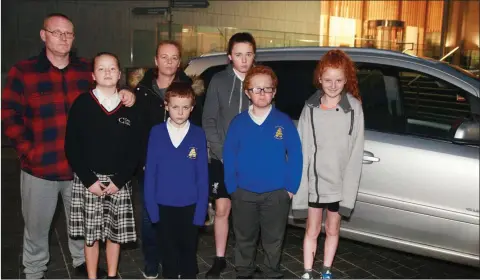  ??  ?? Gary and Rhona Breen pictured with their children, Jody, Keith, Holly, Gary and Caithlin at Gorey Civic Square.