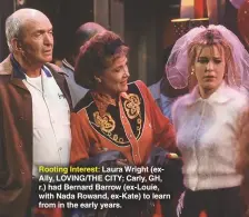  ??  ?? Rooting Interest: Laura Wright (exally, LOVING/THE CITY; Carly, GH, r.) had Bernard Barrow (ex-louie, with Nada Rowand, ex-kate) to learn from in the early years.