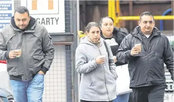  ?? PHOTO: COLLINS COURTS ?? Injured: Mikolaj Urbanowicz, Marta Adamajtys, Sylwia Wolasewicz, and Roman Wolonsewic­z, all from Tottenham, London, outside the Four Courts in Dublin yesterday.