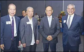  ?? JOEY VIDUYA ?? BSP Governor Benjamin Diokno (3rd from left) is joined by BPI chairman Jaime Augusto Zobel de Ayala (right), CTBC vice chairman William Go (left), and tobacco and airline magnate Lucio Tan who is also a director of PNB.