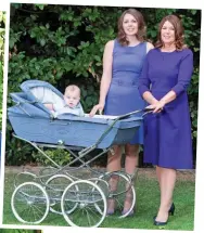  ??  ?? Treasured: Lorna Jarman, main picture, with daughter Emma and grandson Leander in the trusty Silver Cross, and, inset, as a young mum. Above: Julie Leggett with daughter Natasha and grandson William in her much-loved Marmet pram