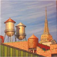  ??  ?? “New York Towers” by Mark Oberndorf is showing at Warren Fine Art & Collectibl­es in Old Town.