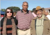 ??  ?? Dayalan Pillay is flanked by Judge Thumba Pillay and his wife Dolly.