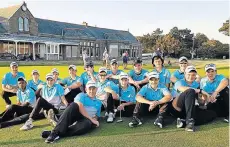  ??  ?? LINKING UP: Grey High School golfers take a break during their tour of the UK recently