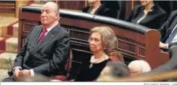  ?? EDUARDO PARRA / EP ?? Don Juan Carlos y doña Sofía, ayer en el Congreso.