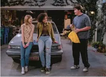  ?? NETFLIX ?? Callie Haverda, from left, Ashley Aufderheid­e and Maxwell Acee Donovan in “That ’90s Show.”