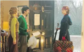  ??  ?? Emily Mortimer as Jane and Ben Whishaw as Michael, with Emily Blunt as the iconic nanny in Mary Poppins Returns.