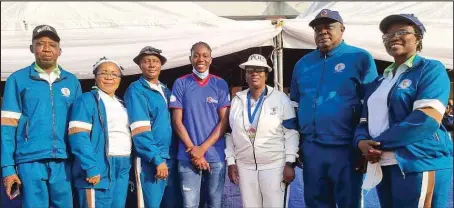  ??  ?? The Principal, Queen’s College, Lagos, Dr. Tokunbo Yakubu-Oyinloye (third right); the reigning Confederat­ion of African Football Women’s Footballer of the Year, Asisat Oshoala (middle), and some members of the college management team, at the 59th inter-house sports competitio­n of the school... recently