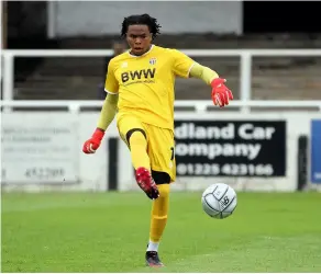  ??  ?? Goalkeeper Coniah Boyce-clark kicks the ball away