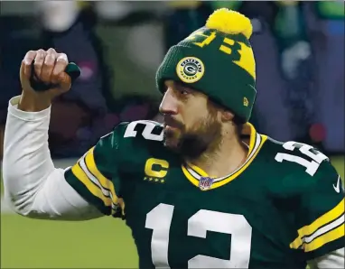  ?? MIKE ROEMER — THE ASSOCIATED PRESS ?? Green Bay Packers quarterbac­k Aaron Rodgers will have to get past Tampa Bay and Tom Brady to reach the Super Bowl.