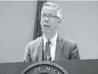  ?? DAVID EGGERT/AP ?? Robert Gordon, former director of the Michigan Department of Health and Human Services, announced his resignatio­n from the department via Twitter on Jan. 22.