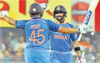  ?? PTI ?? ▪ Virat and Rohit raised the secondhigh­est ODI stand for the second wicket in a chase, after Ponting and Watson’s 252* in 2009.