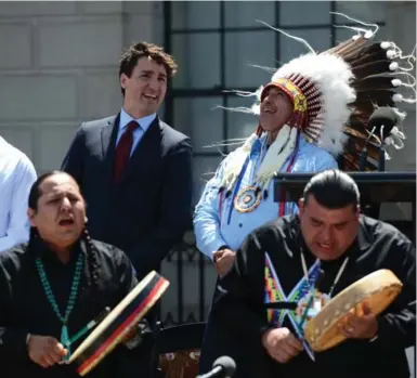  ?? SEAN KILPATRICK/THE CANADIAN PRESS ?? Prime Minister Justin Trudeau, seen here in June with Perry Bellegarde, national chief of the Assembly of First Nations, has taken his cue for a new Indigenous strategy from a 1996 royal commission, Thomas Walkom writes.