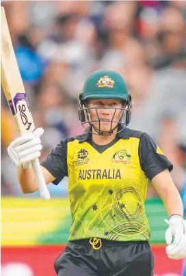  ??  ?? Alyssa Healy after reaching 50 in the World Cup final. Picture: AAP