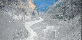  ?? AFP ?? A general view shows debris of a hydroelect­ric power plant on Rishiganga river in Chamoli district, following a flash flood thought to have been caused when a glacier broke off on February 7.