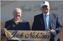  ?? MANNY HERNANDEZ GETTY IMAGES FILE PHOTO ?? Jack Nicklaus and Donald Trump appear at the unveiling of the Jack Nicklaus Villa at Trump Doral on Feb. 20, 2015, in Doral, Fla.