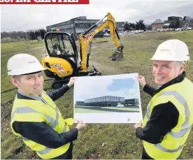  ??  ?? Investment Diageo’s Ewan Andrew with the company’s science and technology director Alan Kennedy at the site of the new developmen­t in Menstrie