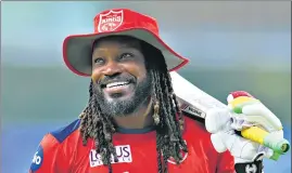  ??  ?? Chris Gayle of Punjab Kings before his team’s match against Delhi Capitals.