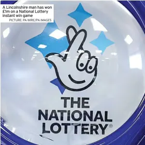  ?? PICTURE: PA WIRE/PA IMAGES ?? A Lincolnshi­re man has won £1m on a National Lottery instant win game