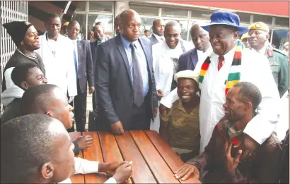  ?? — Picture: Innocent Makawa ?? President Emmerson Mnangagwa took time to mingle with members of the public during a national clean-up campaign at Fife Avenue shopping centre in Harare on Friday.