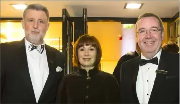  ??  ?? Minister for Culture, Heritage and the Gaeltacht, Josepha Madigan, outside the National Opera House in High Street on opening night with David McLoughlin, chief executive, Wexford Festival Opera and the National Opera House, and Paul Hennessey, chairman, National Opera House.