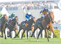  ?? Photo / Megan Rose Photograph­y ?? Everest defending champion Nature Strip, ridden by James McDonald, was a stunning winner at Royal Ascot in June.