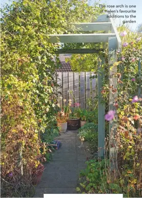  ??  ?? The rose arch is one of Helen’s favourite additions to the garden