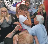  ??  ?? (Pictured above) Lorraine Kelly is ‘serenaded’ by Ted Heath as the crooner ousts rival Neil MacKay for the TV
star’s attention. (Pictured right) Neil, Lorraine and Ted