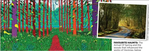  ?? HOCKNEy DaVID / SCHmIDT RICHaRD / alamy ?? FAVOURITE HAUNTS: The Arrival Of Spring and the woods that influenced the works of Hockney, below