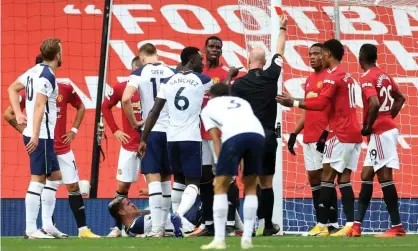  ??  ?? Anthony Martial is sent off during Manchester United’s 6-1 home defeat by Tottenham in October. Photograph: Carl Recine/PA