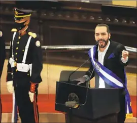  ?? Salvador Melendez Associated Press ?? PRESIDENT Nayib Bukele, pictured June 1, said Wednesday that the bitcoin plan “is well structured to have zero risk for those who do not want to take risks.”