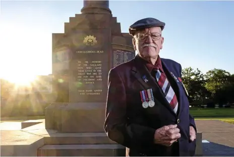  ?? Photo: Matthew Newton ?? LEST WE FORGET: Bill Hills OAM will MC the Toowoomba United RSL Sub Branch's Remembranc­e Day Service, commemorat­ing the centenary of the armistice at the Mothers Memorial tomorrow.