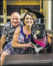  ??  ?? Jack and Patti Ball and their 9-yearold Australian Shepard, Rain, live in a 4,300-square-foot, two-story home at Lago Vista in Lake Las Vegas.