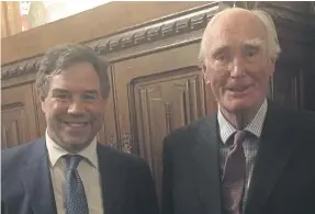  ?? ?? Sir Peter Hordern with Jeremy Quin in the House of Commons