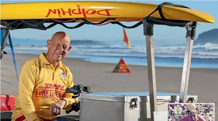  ?? Main photo: JAMIE TROUGHTON ?? Sid Salek at Omanu Surf Club, Mt Maunganui, where he was known as ‘‘Super Sid’’. The Wellington-born optometris­t became a surf lifesaver in his 60s, and a competitiv­e ocean swimmer in his 80s, holding masters and world records, as well as the record for the most swims around Mt Maunganui.