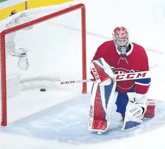  ?? RYAN REMIORZ/ THE CANADIAN PRESS ?? Montreal Canadiens goaltender Carey Price reacts after allowing a goal against the Los Angeles Kings on Oct. 14. Price’s .883 save percentage is one of many reasons why Montreal sits 15th in the Eastern Conference.