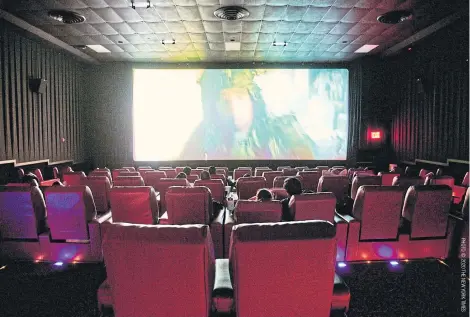  ??  ?? A small group of moviegoers watch Bloodshot at the AMC Village 7 in Manhattan.