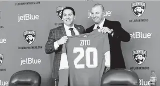  ?? COURTESY ?? Bill Zito, right, was hired as general manager of the Panthers in September 2020.