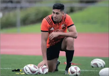  ?? Picture: BRETT PHIBBA, AP ?? ON YOUR MARKS: Rieko Ioane rests during a training session in Auckland yesterday.