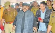  ?? PTI FILE ?? Former MP Atiq Ahmed being arrested in February in connection with an assault in Allahabad.