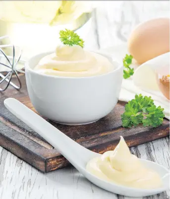  ?? GETTY IMAGES/ISTOCKPHOT­O ?? After making homemade mayonnaise, you can store it sealed in the refrigerat­or for up to three days.