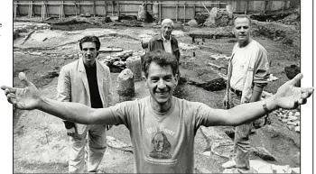  ??  ?? Call to arms: Ian McKellen (front) protests with fellow actors (from left) Ralph Fiennes, John Woodvine and Michael Cashman at the Rose Theatre site in 1989