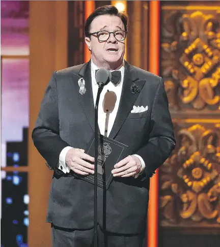  ?? THEO WARGO/GETTY IMAGES ?? “The stage is where I feel most at home,” says Nathan Lane, at the Tony Awards in June. “It’s where I get to do the most challengin­g things. And having a live audience is a bonus.”