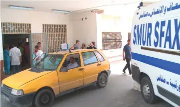 ??  ?? An image grab taken from an AFPTV video shows the entrance to the Habib Bourguiba University Hospital in Sfax, eastern Tunisia, where victims of a migrant shipwreck were transporte­d. — AFP photo