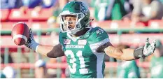  ?? MICHAEL BELL ?? Defensive back Justin Cox will not be returning to the Roughrider­s despite being acquitted of an assault charge, team officials say.