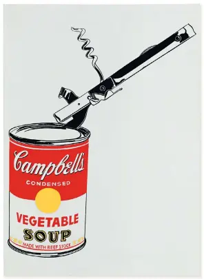  ??  ?? A 1962 Campbell’s soup can by Andy Warhol has been guaranteed by Christie’s to fetch $25 million in New York next week